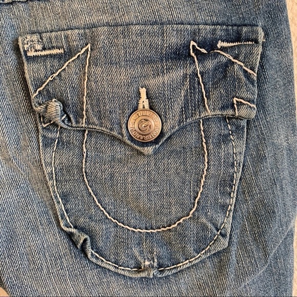 True Religion Distressed Sophie Denim Bermuda Shorts Blue Women’s Size 25 - Picture 8 of 13